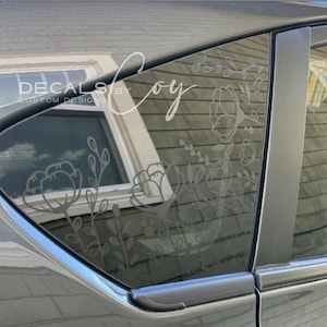 Poppy Flowers Quarter Window Decal – Compatible with 2012–2025 Trek-Style SUVs, Side/Rear/Back Window Overlay, Custom Floral Sticker