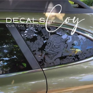Oni Demon Vinyl Decal – Compatible with Outback-Style Vehicles (2010–2025), Bold Quarter Window Sticker, Weather-Resistant Design