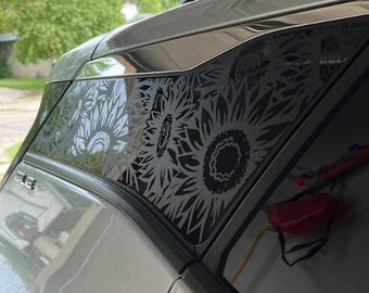Custom Quarter Window Decal – Compatible with GMC Terrain 2017–2024 | Sunflower Floral Vinyl Sticker | Pre-Cut Car Decal
