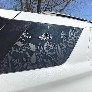 Assorted Flowers Quarter Window Decal – Compatible with Ford Explorer 2011–2026 | Floral Botanical Vinyl Sticker | Pre-Cut Car Decal