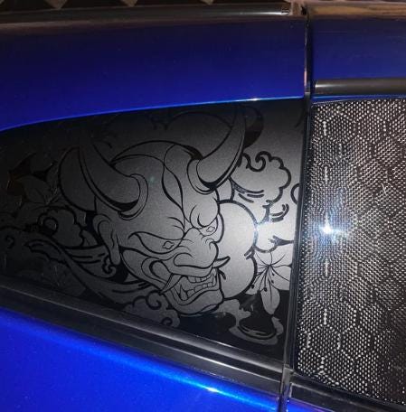 Oni Demon Floral Quarter Window Decal – Compatible With Nissan