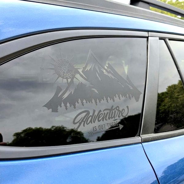 Car Window Decal Adventure Is Out There Compatible with Subaru Outback 2010–2027 Compass Mountain Vinyl Sticker Quarter Window