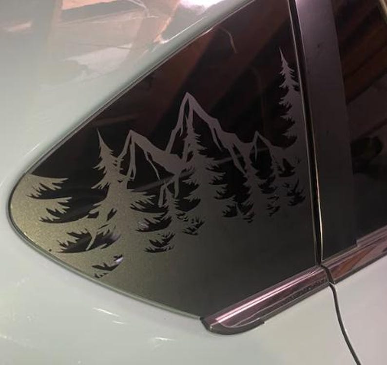 Car Window Decal Mountain Pine Trees Compatible with Subaru Crosstrek 2012–2027 Quarter Window Vinyl Sticker Bild 9