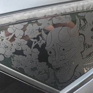 Oni Demon Vinyl Decal Overlay – Compatible with Accord-Style Vehicles (2018–2023), Custom Rear, Side, and Back Window Stickers