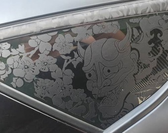 Décalcomanie de quart de fenêtre Oni Demon - Compatible avec Honda Accord 2018-2022 | Autocollant vinyle anime JDM | Sticker voiture prédécoupé