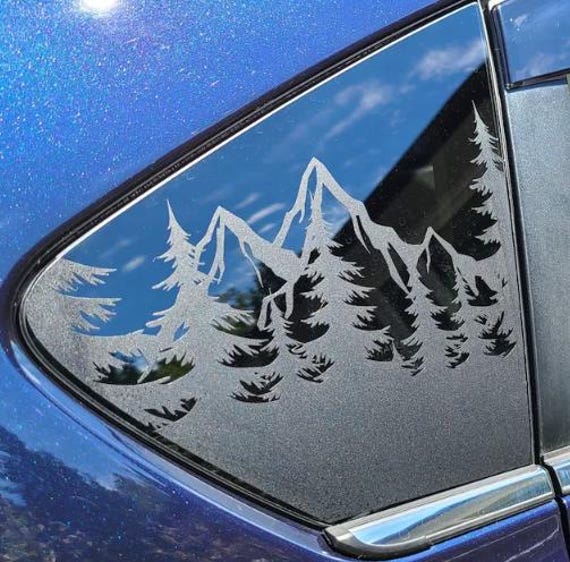 Car Window Decal Mountain Pine Trees Compatible with Subaru Crosstrek 2012–2027 Quarter Window Vinyl Sticker