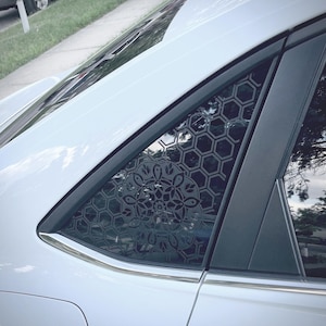 Honeycomb Mandala Quarter Window Decal – Compatible with Volkswagen Jetta 2019–2026 | Geometric Vinyl Sticker | Pre-Cut Car Decal
