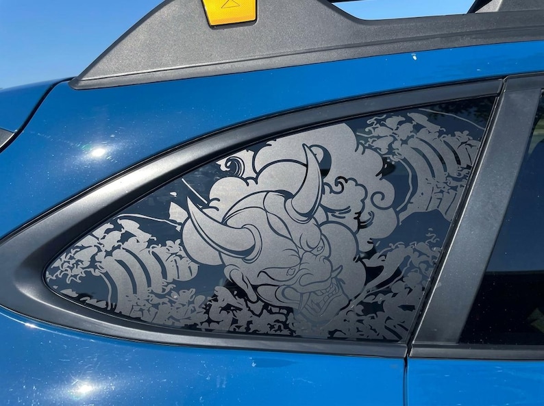Car Decal Oni Demon Waves Quarter Window Compatible With Subaru Outback 2010–2027 JDM Anime Vinyl Sticker
