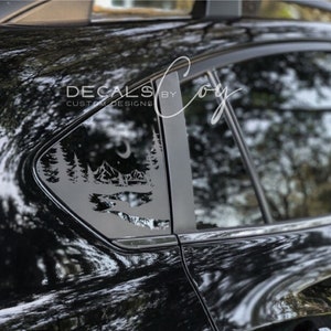 Starry Night Vinyl Decal – Half Moon & Mountain Design, Compatible with Crosstrek-Style Compact Crossovers (2012–2025), Nature Graphic