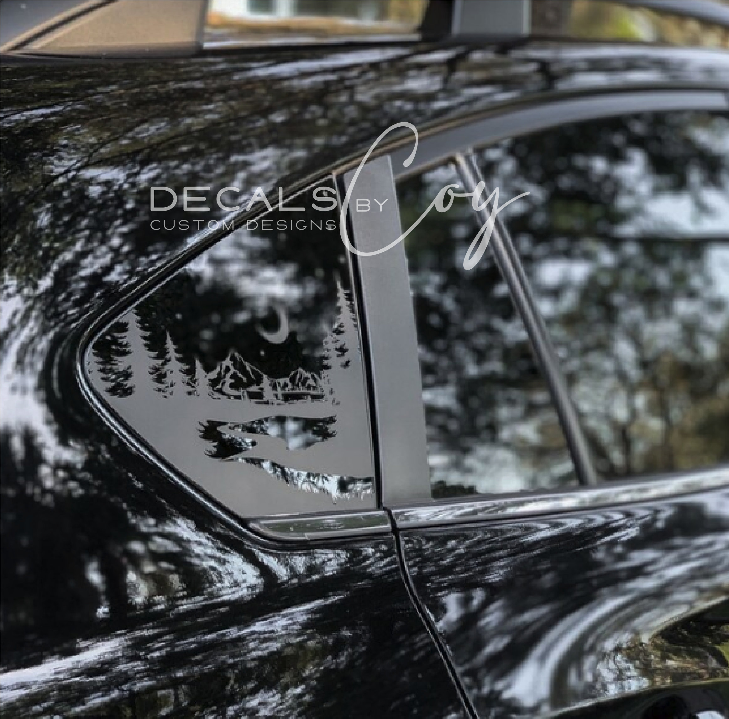 Starry Night Vinyl Decal – Half Moon & Mountain Design, Compatible with Crosstrek-Style Compact Crossovers (2012–2025), Nature Graphic