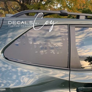 Mountain & Trees Vinyl Decal – Compatible with Forester-Style Vehicles (2009–2025), Rear Quarter Window Sticker with Adventure-Inspired