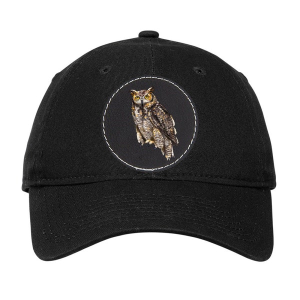 Great Horned Owl Adjustable Cap - Leatherette Patch