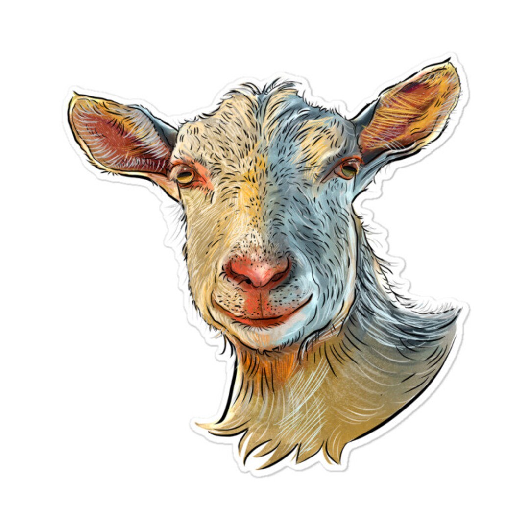 Saanen Goat Head Sticker Etsy