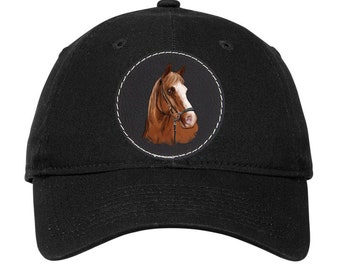 Horse Portrait Adjustable Cap - Leatherette Patch