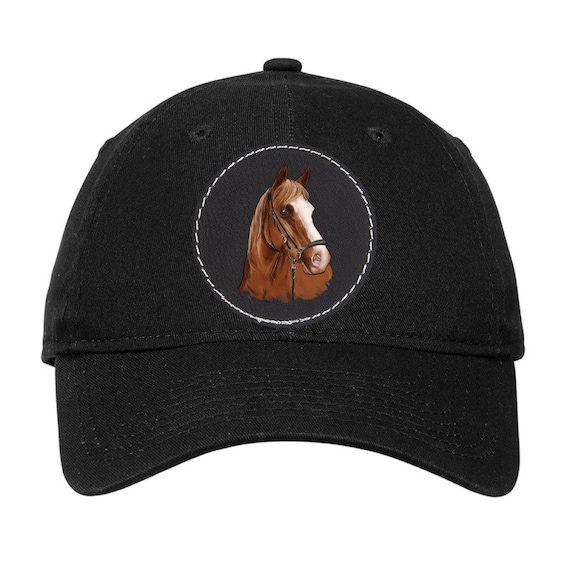 Horse Portrait Adjustable Cap - Leatherette Patch
