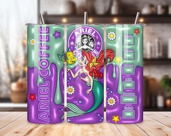 Ariel Coffee Tumbler: Little Mermaid Stainless Steel Cup (20oz)