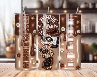 Minnie Mouse Coffee Tumbler, Disney Character Tumbler, 20oz, Stainless steel tumbler with plastic straw, sublimation Cup