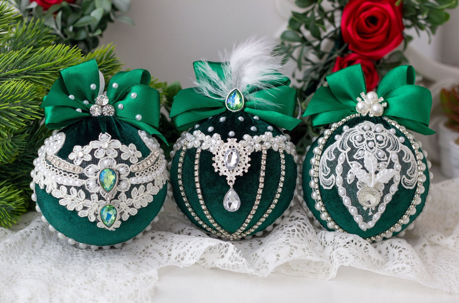 Christmas balls Christmas velvet balls Christmas baubles Etsy