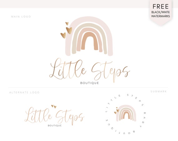 Rainbow Logo Design Logo De Marque Bebe Boho Kids Boutique Etsy France