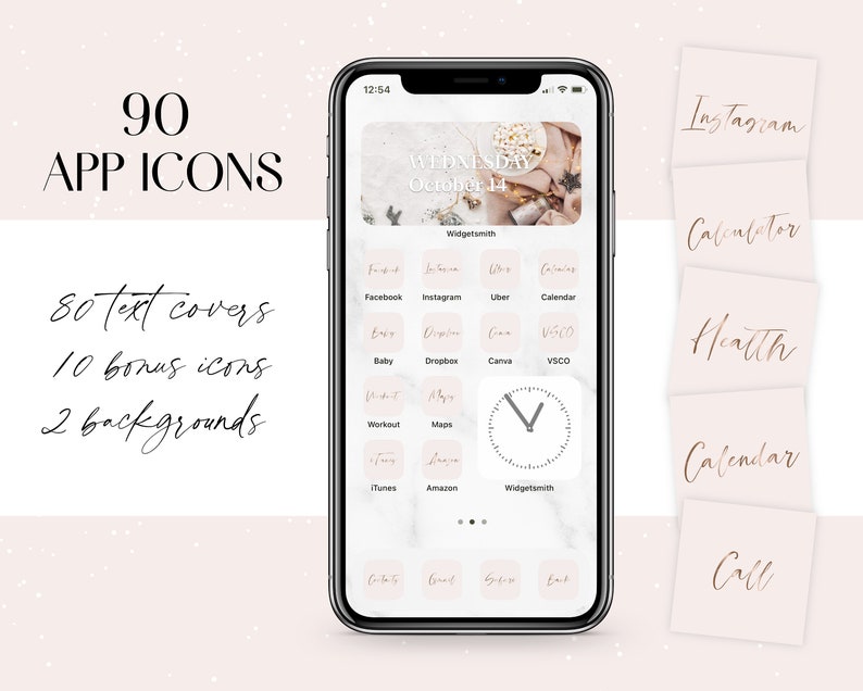 Ios 14 Blush Pink App Covers App Icons Texts Rose Gold App Etsy