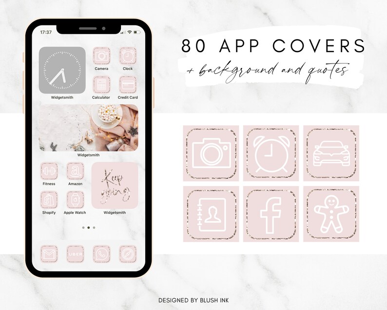 App Icons IOS 14 Blush Pink App Covers Glitter App Icons Etsy
