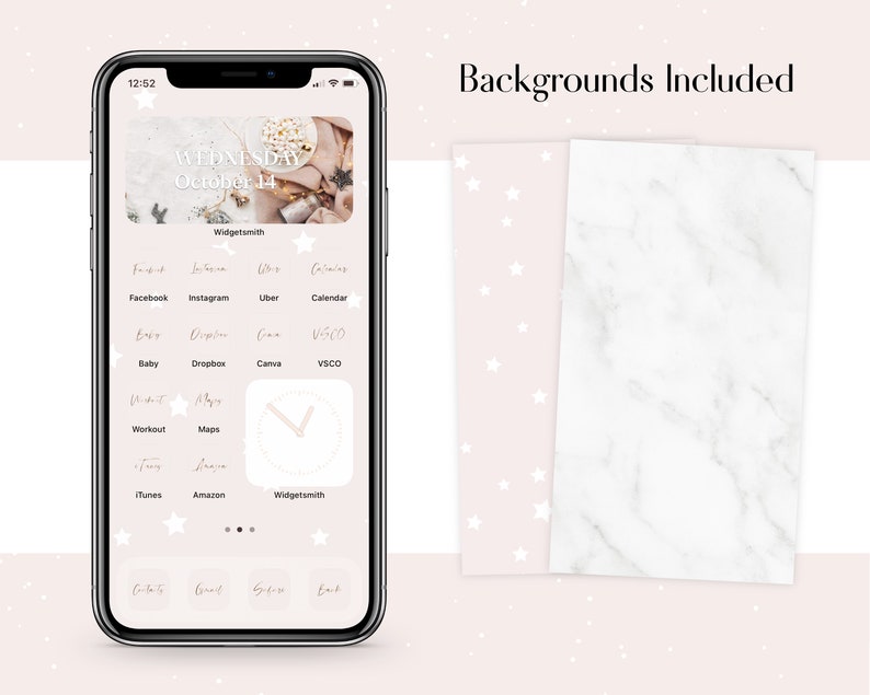 Ios 14 Blush Pink App Covers App Icons Texts Rose Gold App Etsy