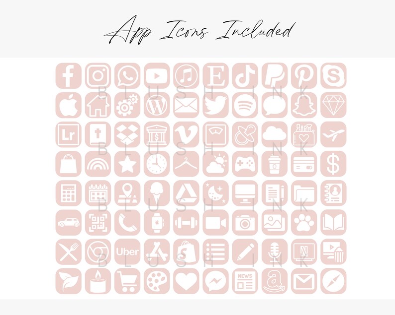 App Icons Aesthetic Pink and White Icons Cute App Icons iOS Etsy