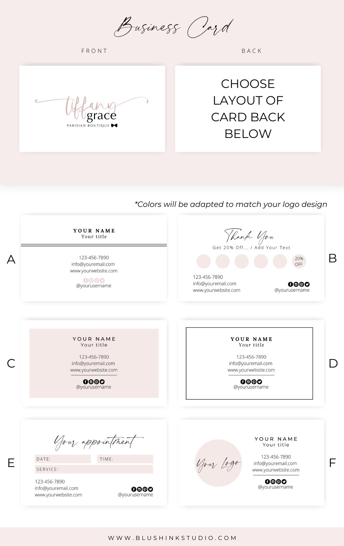 Logo Brand Kit Minimalist Script Logo Blush Branding | Etsy
