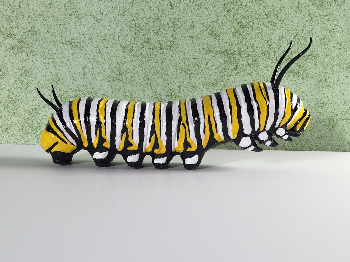 8 inch Monarch Caterpillar Sculpture. Highly detailed and Etsy