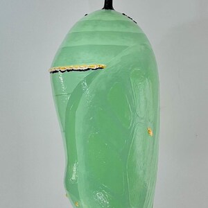Monarch Chrysalis Sculpture, 12 3/8" for INDOOR/OUTDOOR Display, Acrylic Painted Urethane Resin (12 3/8") 画像 2