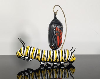 Handcrafted Polymer Clay Monarch Butterfly Life Cycle Set