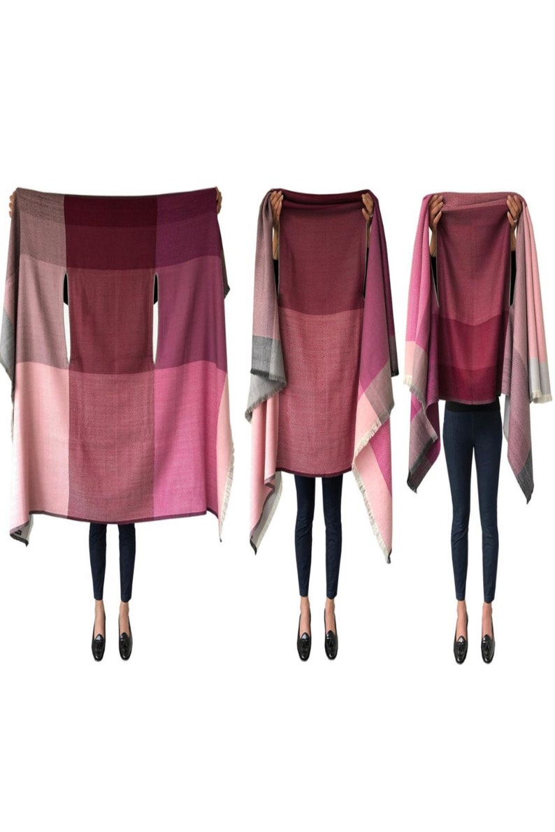 vest or hoodie wrap work travel maternity Ideal for layering Multifunctional soft wool poncho becomes a dress Daria Cape Ishikari