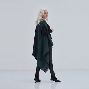 Wool Poncho Cape: Multifunctional Travel Wrap, Vest, Hoodie