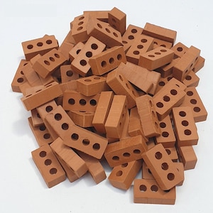 Miniature bricks. Perforated red brick 25 Mm. (90u.)