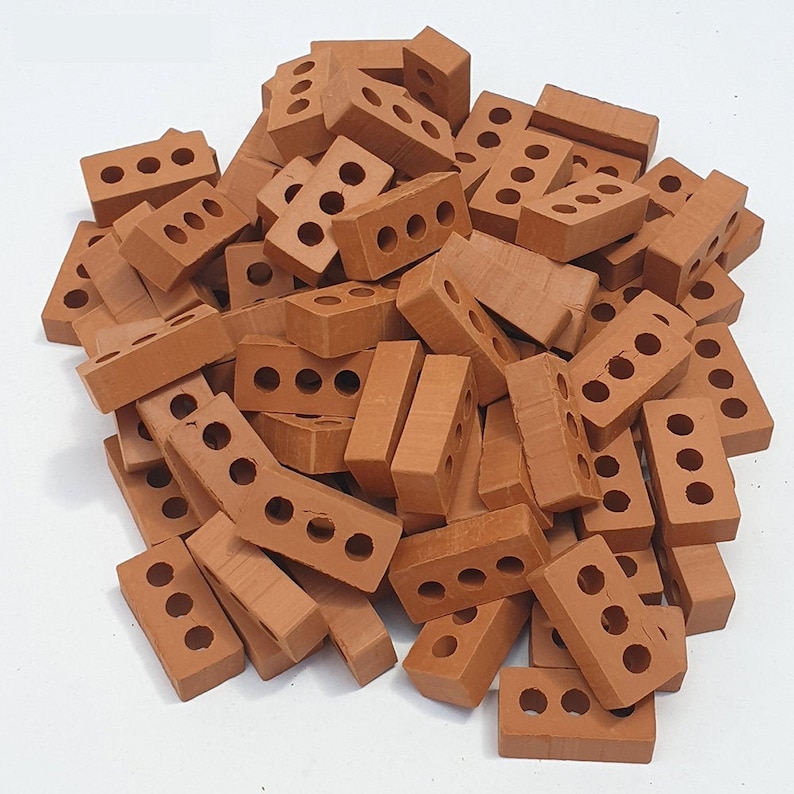Miniature Bricks. Perforated Red Brick 25 Mm. 90u. - Etsy