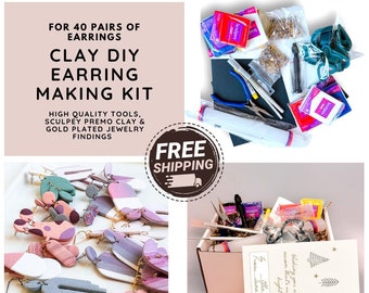 Clay Earring Making Diy Kit for Beginner Clay Starter Earring Kit for Birthday Party Diy Kit for kids craft kit for adults Crafting jewelry