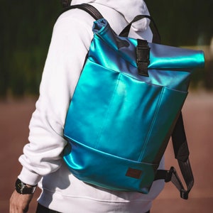 blue waterproof rolltop backpack with laptop pocket 20L URANUS | waterproof rucksack | rolltop backpack | christmas gift idea