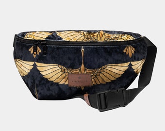 Bum bag daVINCI size M, Fanny Pack with golden bird pattern, eye-catcher