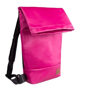 pink waterproof rolltop backpack with laptop pocket 10L MARS pink backpack 10L small rolltop backpack for college image 5