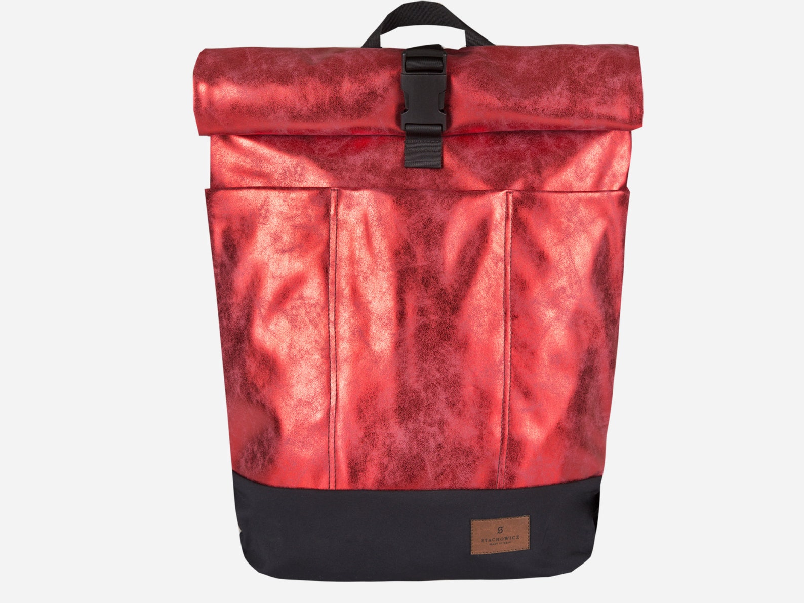 Red metallic rolltop backpack RUBY 20L with laptop pocket Etsy