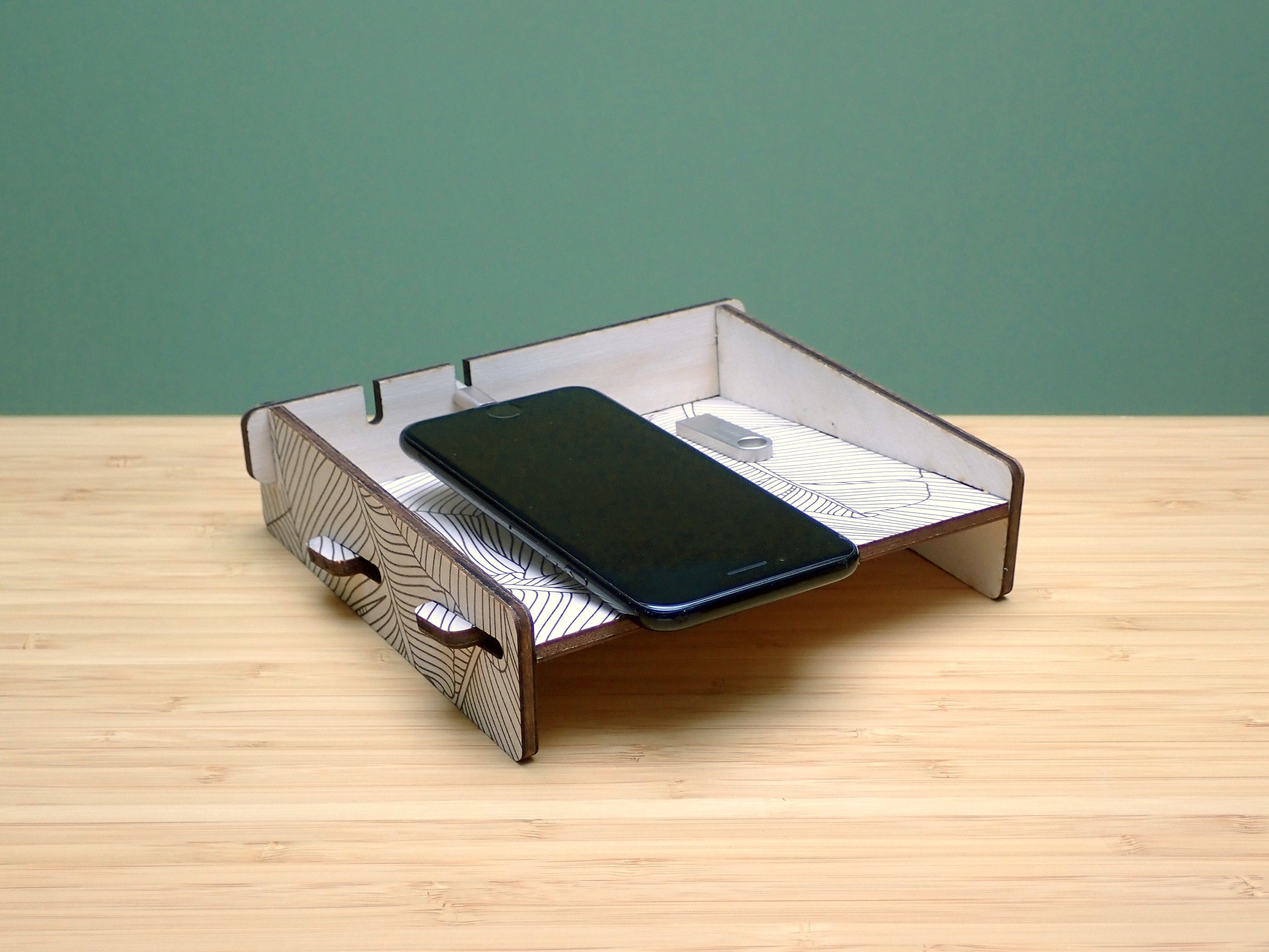 Vide-Poches en Bois Imprimé Tropical | x1