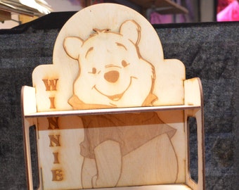 Winnie the Pooh Open Shelf- Hang on Wall or Set on Desk - all Wood