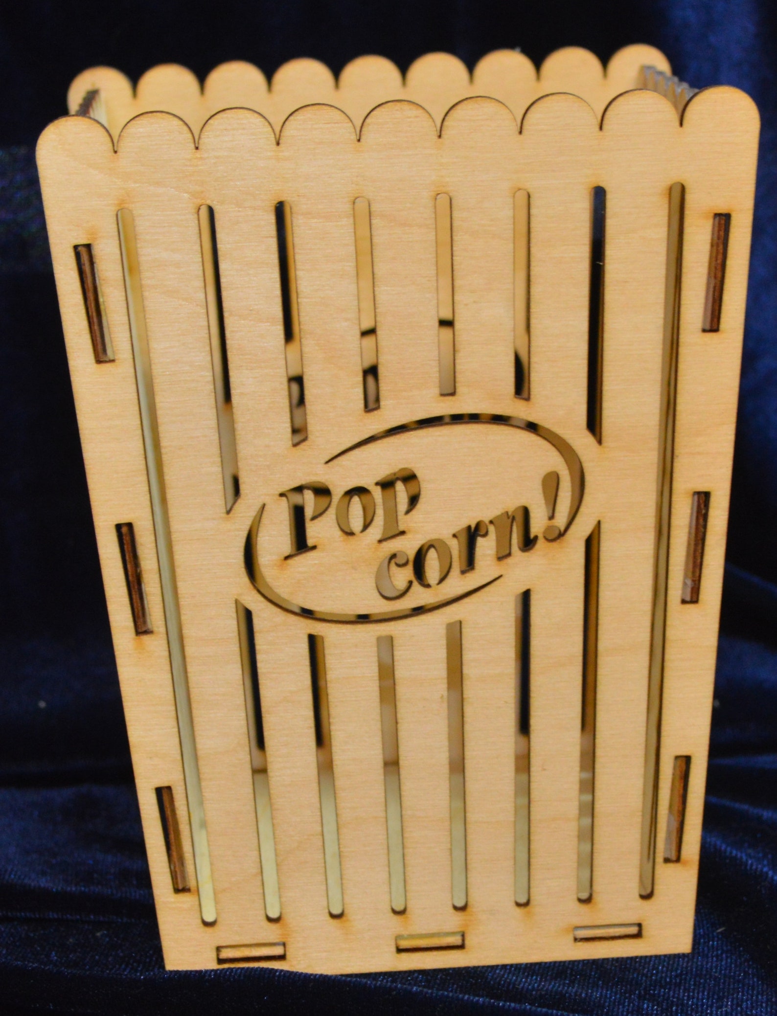 Large Popcorn Holder Decor All Wood Etsy