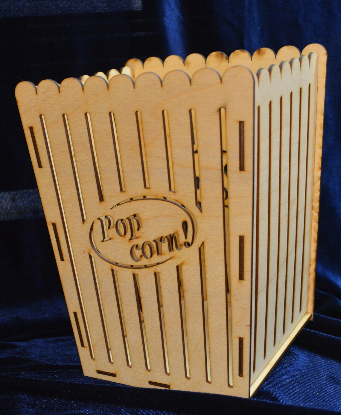 Small Popcorn Holder Decor All Wood Etsy