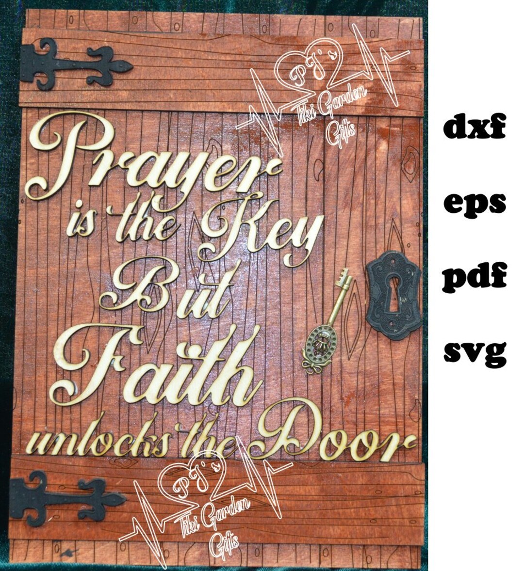 Prayer is the Key but Faith Unlocks the Door Plaque Template. Svg,dxf