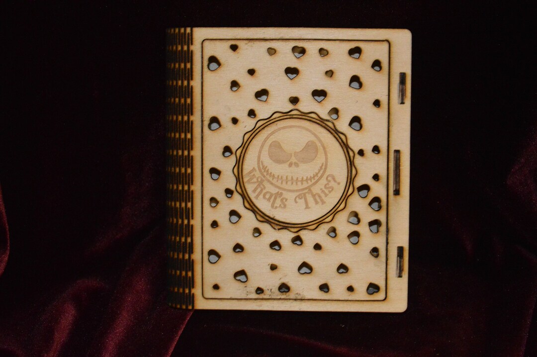 Jack Skellington from Nightmare Before Christmas Wooden Book With Cutout Hearts/living Hinge