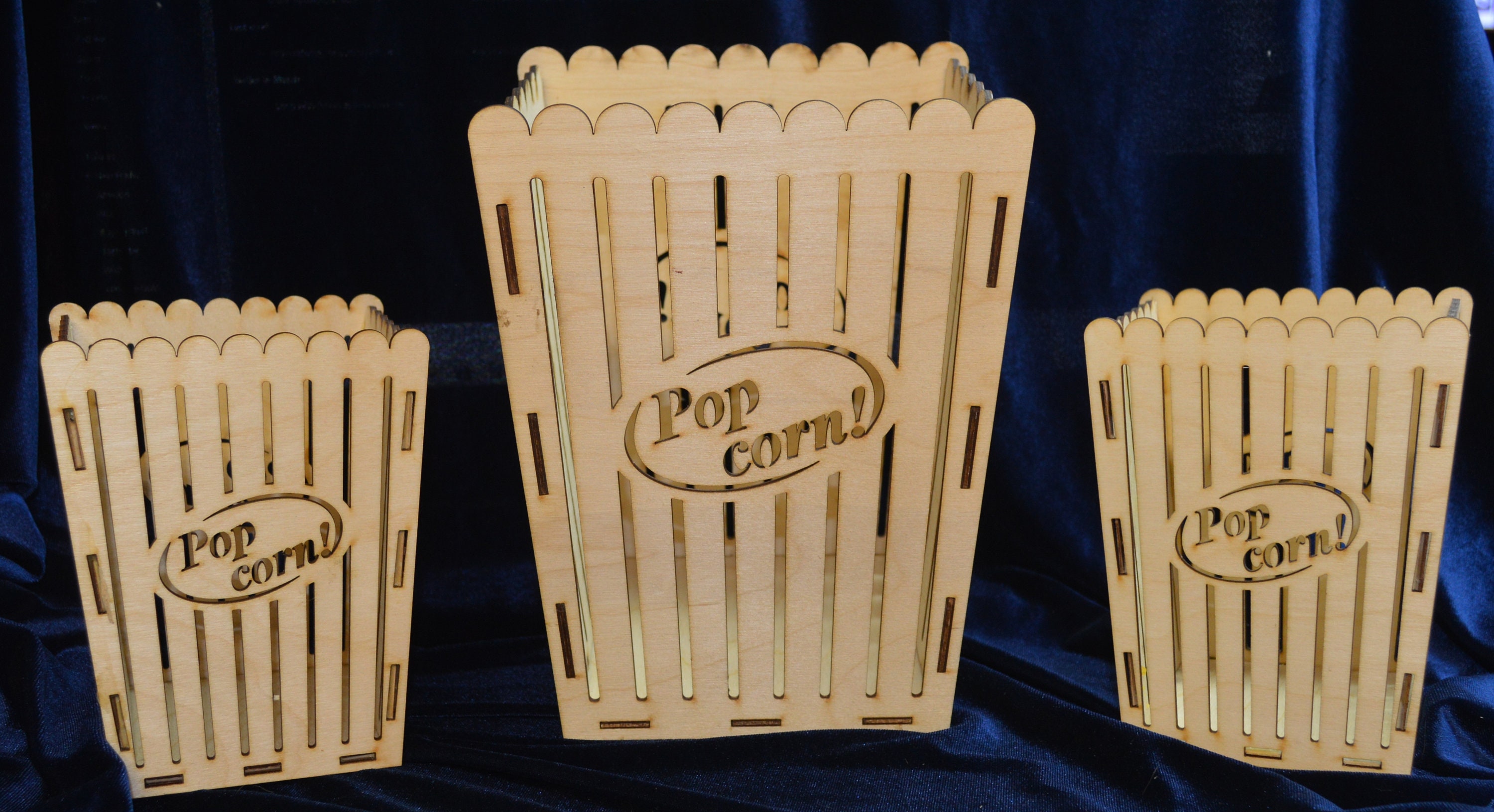 Large Popcorn Holder Decor all wood Etsy