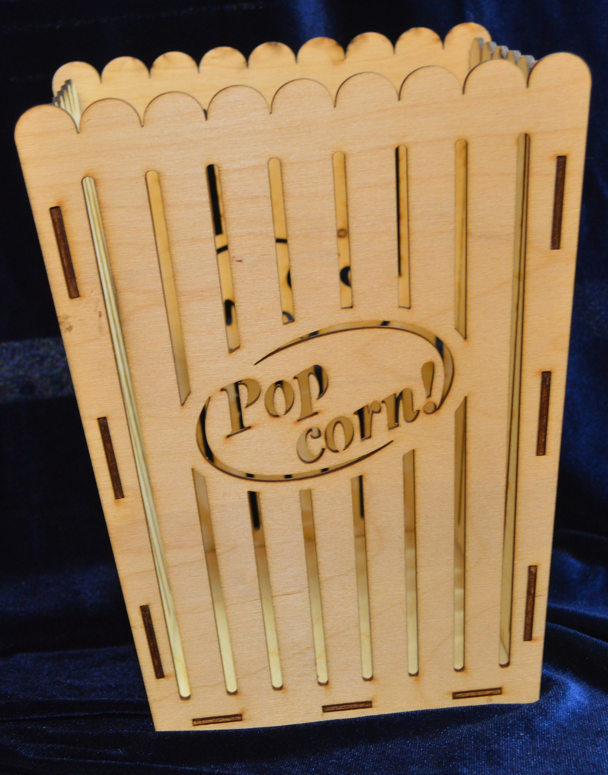 Large Popcorn Holder Decor all wood Etsy