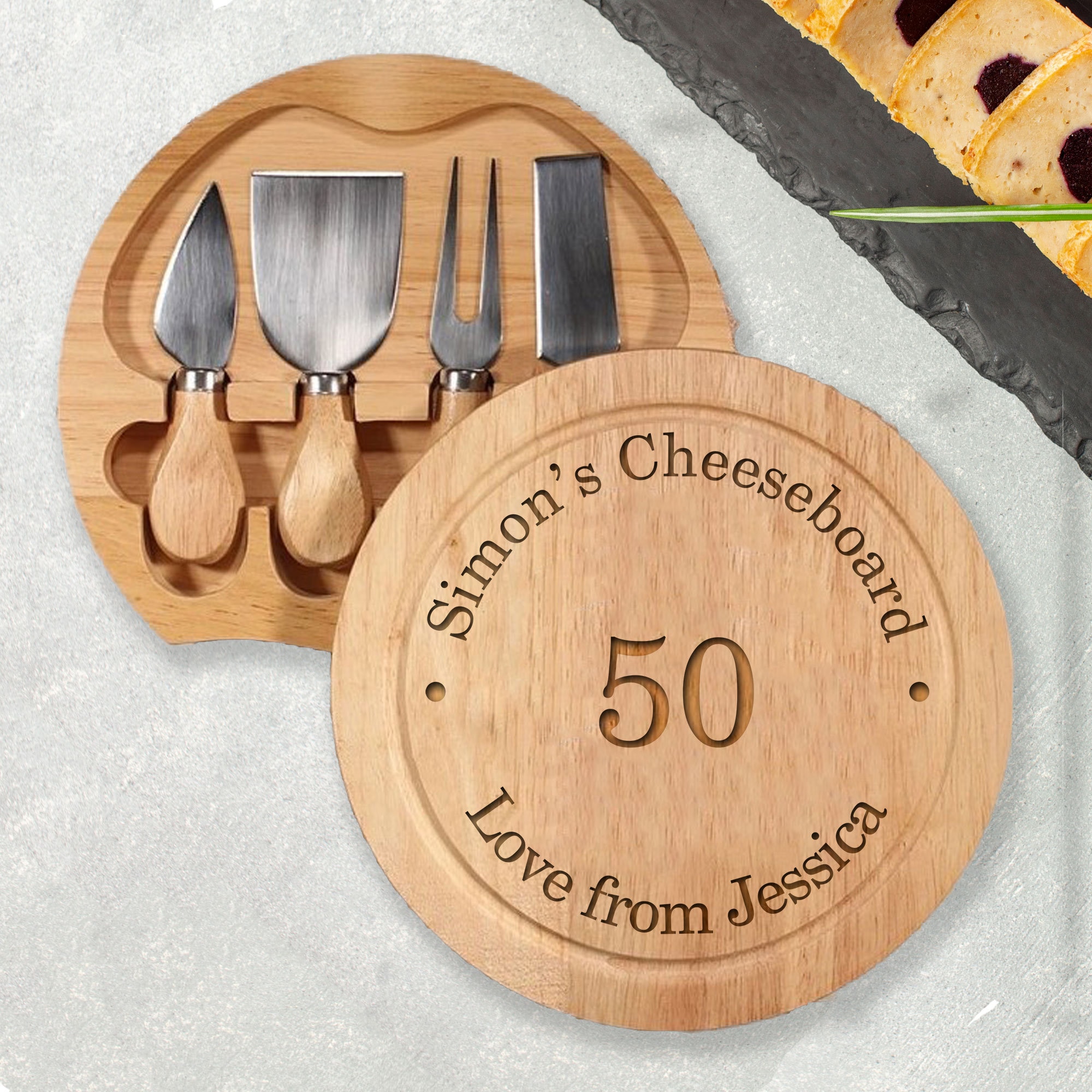 Personalised Cheese Board Set With Any Message And Age Etsy