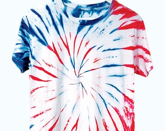 Camiseta Tie Dye Vermelha, Branca e Azul // Camiseta Patriótica Unissex AMERICANA para o 4 de Julho